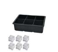 Bandeja cuadrada de silicona reutilizable de calidad alimentaria, molde for hacer hielo de whisky, 4/6/8 rejilla,For Home Kitchen Use(6 Grids-No lid)