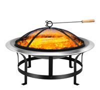 Gardebruk Brasero Exterior Hoguera Redonda 75cm para Jardín Patio Estufa Terraza de Acero Inoxidable
