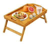 Bandeja de Bambú para Cama con Patas Plegables, Mesa Desayuno Portátil, Soporte para Laptop, Multifuncional, Ligera y Resistente, Ideal para Comer, Trabajar o Leer en Sofá o Cama