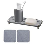 Bandeja de baño de tefola Hecha de Tierra de diatomeas, 2 Almohadillas absorbentes de Tierra de diatomeas, Fregadero de Piedra para baños, cocinas y dormitorios (Gris Oscuro)