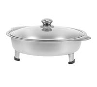 Bandeja de Buffet con Tapa y Base Plana Redonda de Acero Inoxidable | Cubierta Combinada, Bordes Redondeados y Superficie Pulida, para Servir Pizza o Pescado en Banquetes