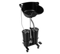 Bandeja de champú móvil 2 cubos 10L altura ajustable peluquero salón | Bandeja de champú móvil 2 cubos 10L, altura 105-140cm, ruedas, bomba, ángulo ajustable, salón/hogar