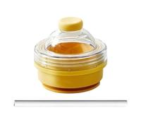 Bandeja de Cubitos de Hielo de Silicona Plegable 2 en 1, Bandeja de Cubitos de Hielo Portátil Reutilizable, 325 ml de Silicona Antiderrames Plegable con Tapa Pajita