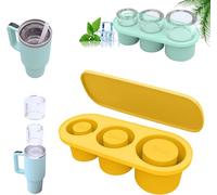 Bandeja de cubitos de hielo para taza Stanley, bandeja de cubitos de hielo de silicona con tapa para vasos de 20 a 40 onzas para hacer 3 moldes de hielo cilíndricos huecos, bandejas de cubitos de