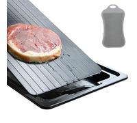 Bandeja de Descongelación Rápida de Alimentos con Bandeja de Goteo Placa de Descongelación de Aluminio para Descongelar Carne Pescado Carne Pan Pollo Alimentos Congelados 35.3X 20.5x0.2cm + 1 Cepillo