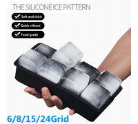 Bandeja de hielo grande con rejilla de 4/6/8/15, molde gigante Jumbo grande de silicona de calidad alimentaria, bandeja cuadrada para cubitos de hielo, molde DIY, bandeja para cubitos de hielo 24 grid