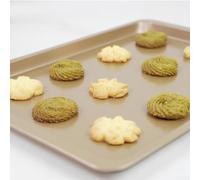 Bandeja de horno de acero sin carbono de 35,5 cm para panes, galletas, bandeja rectangular resistente a los arañazos, revestimiento de grado alimenticio, 37 x 25 cm, color negro (dorado)