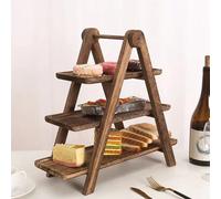 Bandeja de madera de 3 niveles, bandeja decorativa de madera de varios niveles, soporte para pasteles, bandeja de varios niveles estilo rústico, platos y bandejas para servir en fiestas 1pc