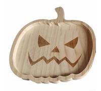 Bandeja de madera de calabaza de Halloween para decoración de fiestas, tabla de charcutería, plato de servir - 19 x 18 x cm, plato de madera festivo para reuniones de Halloween, exhibición de mesa
