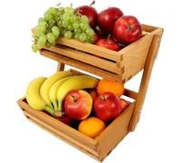 Bandeja de madera para frutas y verduras, 24 x 32 x 29 cm. Bandeja sostenible para frutas y verduras. Elegante frutero disponible en 3 colores