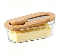 Bandeja de mantequilla - Madera Y 17x8.2x6cm | 300 ml Con Tapa Y Cuchillo Rascador Vintage | De Queso Para - Con Cocina Hogar Oficina Dormitorio Picnic Encimera