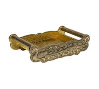 Bandeja de metal repujado dorada 25x13x6