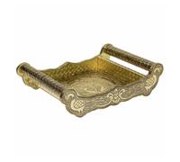 Bandeja de metal repujado dorada 30x21x6