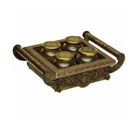 Bandeja de metal repujado dorado 33x27,5x7
