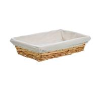 Bandeja de mimbre con forro blanco 36x24x8