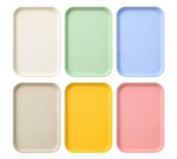 Bandeja de plástico rectangular de 6 piezas, bandeja pequeña, 24 x 17 cm, reutilizable, para cocina, comedor, café, 6 farbe)
