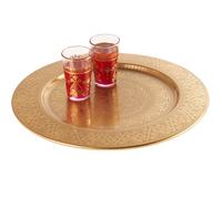 Bandeja De Servicio Portavelas Tablett Decoración Té Oriental Dorado Metal