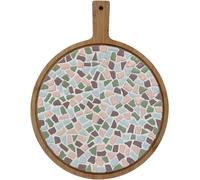 Bandeja de servicio redonda con diseño de mosaico | Kit de manualidades para adultos | Crea tu propia bandeja de servicio | 39 cm de largo y 30 cm de ancho | Versátil, ideal para servir pasteles