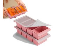 Bandeja de silicona extragrande para congelador con tapa, 2 unidades de Super Cubes, bandeja grande para cubitos de hielo, para 8 porciones perfectas de 1 taza, ideal para guardar sopa (Rosa)