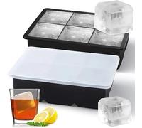 Bandeja de silicona para hacer cubitos de hielo, molde cuadrado gigante de grado alimenticio, 4/6/8/15 cuadrículas 4 grid- Black-Cover 4PCS