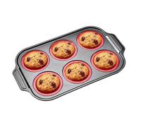 Bandeja De Silicona Para Hornear | 6 Cavidades Molde Muffins Reutilizable,Moldes de silicona de huevo para hornear - Para desayuno, freidora de aire, pan y