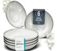 Bandeja de sopa de cerámica para 6 personas, modelo Ibiza. Juego de platos hondos de cerámica mediterránea de alta calidad, resistentes a los arañazos, aptos para lavavajillas y microondas. Ideal para