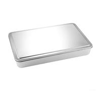 Bandeja de tiramisú de acero inoxidable con tapa, bandeja rectangular para hornear pasteles para almacenamiento en nevera, lata cuadrada profunda para lasaña y pasteles, plata, 33 cm (44)