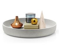 Bandeja decorativa, material: piedra, aspecto de hormigón, 50 x 50 x 8,5 cm, forma redonda, color gris