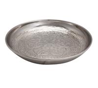 Bandeja Decorativa Oriental Marrakesch de Metal Plata 31 cm Hecha a Mano