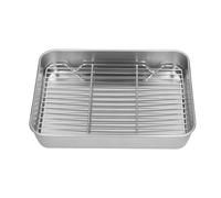 Bandeja for hornear con estante, juego de asado Rectangular acero inoxidable parrilla for suministros cocina casera para Hornear Galletas y Pasteles