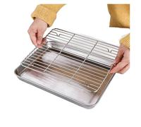 Bandeja for hornear de acero inoxidable con rejilla alambre, juego bandejas for horno for pasteles, asado a la parrilla for barbacoa Para Horno