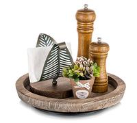 Bandeja giratoria de Madera rústica para Servir: Hanobe Redonda de Madera mayordomo Decorativo Vintage Centro de Mesa Bandeja otomana de Granja con Mesa giratoria para encimera de Cocina, decoración