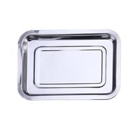 Bandeja para Asar de Acero Inoxidable Plata, Superficie Lisa | Uso en Cocina y Servicio de Alimentos, Apta para Comidas y Platos, Acabado Plata, Limpieza Sencilla