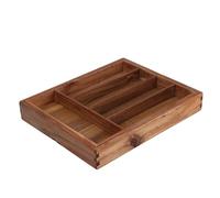 Wellhome Bandeja para cubiertos de madera de acacia extensible elegante y funcional 45 cm