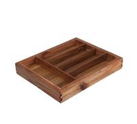 Wellhome Bandeja para cubiertos de madera de acacia extensible elegante y funcional 45 cm