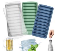 Bandeja para cubitos de hielo, bandeja larga para palitos de hielo de silicona con tapa, palo estrecho Rectangular, molde de hielo de fácil liberación para herramientas de barra de cóctel de jugo gris