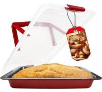 Bandeja para hornear con tapa y asa, de 40 x 30 cm. Ideal para hornear tartas, pasteles, brownies y otros postres. Bandeja antiadherente.