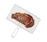 Bandeja para Parrilla Acero Inoxidable Resistente con Asa | Cesta de Verduras para Exterior para Carne, Mariscos, Camping, Jardín, Picnic, Hombre, Padre