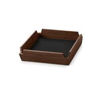 Bandeja para servir AIRY CORDUROY 18 x 18 cm, tinta negra / marrón, cuero / madera, LIND DNA
