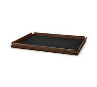 Bandeja para servir AIRY CORDUROY 47 x 37 cm, tinta negra / marrón, cuero / madera, LIND DNA