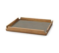 Bandeja para servir AIRY NUPO 30 x 30 cm, oscuro gris / marrón, cuero / madera, LIND DNA