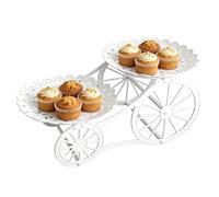 Bandeja para servir de 2 niveles, elegante multiusos | Soporte para cupcakes | para de cumpleaños, boda, bufé, tarde, reunión de té, chocolates, dulces, pasteles