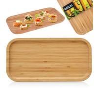 Bandeja para servir, plato de madera de bambú, rectangular, 25 x 13 cm