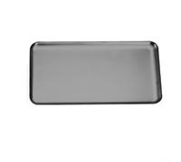 Bandeja rectangular de acero inoxidable para barbacoa de 26,5 x 15,5 cm, sartén resistente para carne y verduras, hoja de asar fácil de limpiar para fiestas al aire libre, plateado (negro)