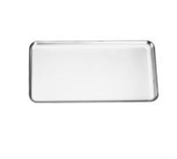 Bandeja rectangular de acero inoxidable para barbacoa de 26,5 x 15,5 cm, sartén resistente para carne y verduras, hoja de asar fácil de limpiar para fiestas al aire libre, plata (plata)