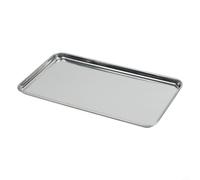 Bandeja rectangular de acero inoxidable para barbacoa, diseño de fondo plano para asar al aire libre y uso en catering, bandeja de servicio resistente para parrilla, varios tamaños S, M, L, XL (M)