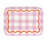 Bandeja Rectangular de Madera para Servir en un Bonito diseño de Cuadros de Color Lila | para té de la Tarde, café, Bebidas l Alimentos sándwiches | Madera de Abedul sostenible de Suecia | Apto para