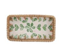 Bandeja Rectangular Tejida de Ratán Verde para Maquillaje
