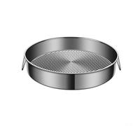 Bandeja redonda de acero inoxidable para hornear de 24 a 32 cm, bandeja antiadherente para pastel de queso, quiche, plato profundo, horno de pizza, congelador, mesa de vapor, color plateado (28 cm)
