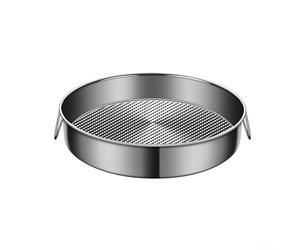 Bandeja redonda de acero inoxidable para hornear de 24 a 32 cm, bandeja antiadherente para pastel de queso, quiche, plato profundo, horno de pizza, congelador, mesa de vapor, color plateado (28 cm)